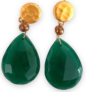 Green onyx, teardrop earrings